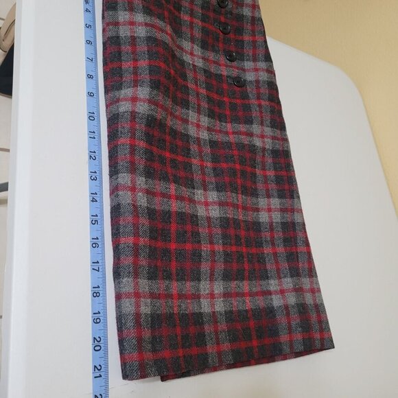 Gap Womens Plaid Wool-Blend Skirt Red & Gray Size 16 Academia Preppy Dark - Picture 11 of 12